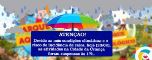 COMUNICADO: Parque Aquático encerra as atividades mais cedo para evitar acidentes ocasionados por raios