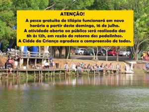 COMUNICADO: Pesca de tilápia funcionará em novo horário a partir deste domingo