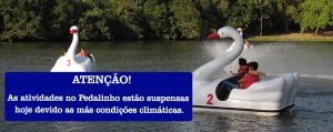 COMUNICADO: Atividades no pedalinho suspensas neste domingo