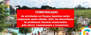 COMUNICADO: Parque Aquático fechado neste sábado, 23 de dezembro