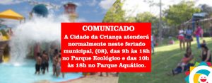 Cidade da Criança oferece atendimento ao público neste feriado municipal de Imaculada Conceição