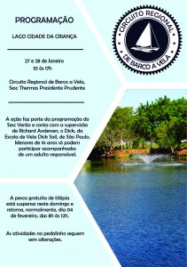 Lago da Cidade da Criança recebe Circuito Regional de Barco a Vela do Sesc