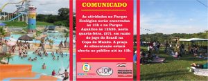 COMUNICADO: Cidade da Criança ficará aberta ao público até às 13h nesta quarta-feira, 27 de junho