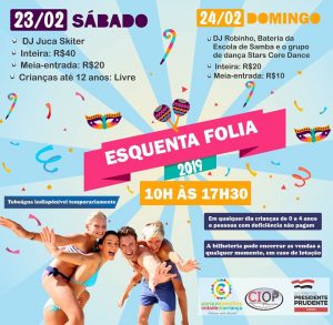 Final de semana terá esquenta Carnaval 2019 no Parque Aquático