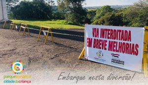 COMUNICADO: Via de acesso ao recinto do hipopótamo está interditada para melhorias no asfalto