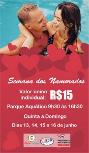Passaporte para o Parque Aquático por 15 reais nesta semana do Dia dos Namorados