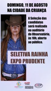 Candidatas a Rainha da Expo Prudente 2019 serão escolhidas neste domingo, 11 de agosto