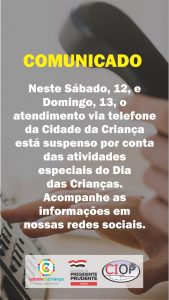 COMUNICADO: Atendimento por telefone indisponível neste sábado e domingo