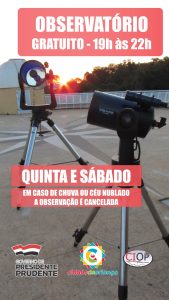 Observatório aberto ao público neste sábado, 04 de janeiro