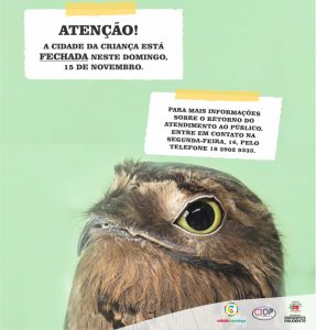 Cidade da Criança suspende as atividades no domingo de eleições